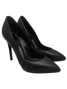 TOM FORD | Black Leather Pointed Toe Stiletto Pumps 4.5” Heels EU 37 US 7